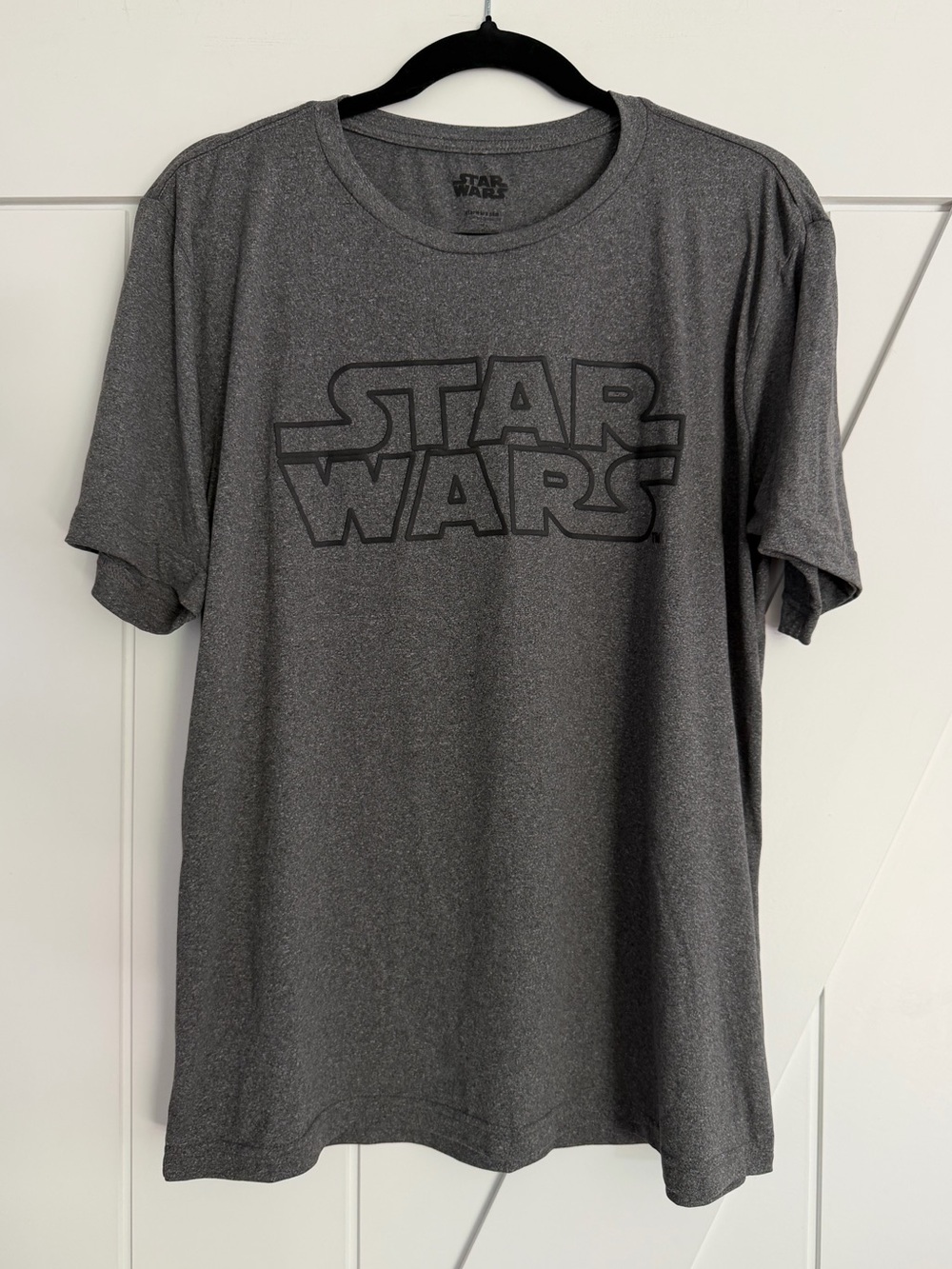 Star Wars Embossed Logo Performance T-Shirt Gray Stretch Men’s Medium